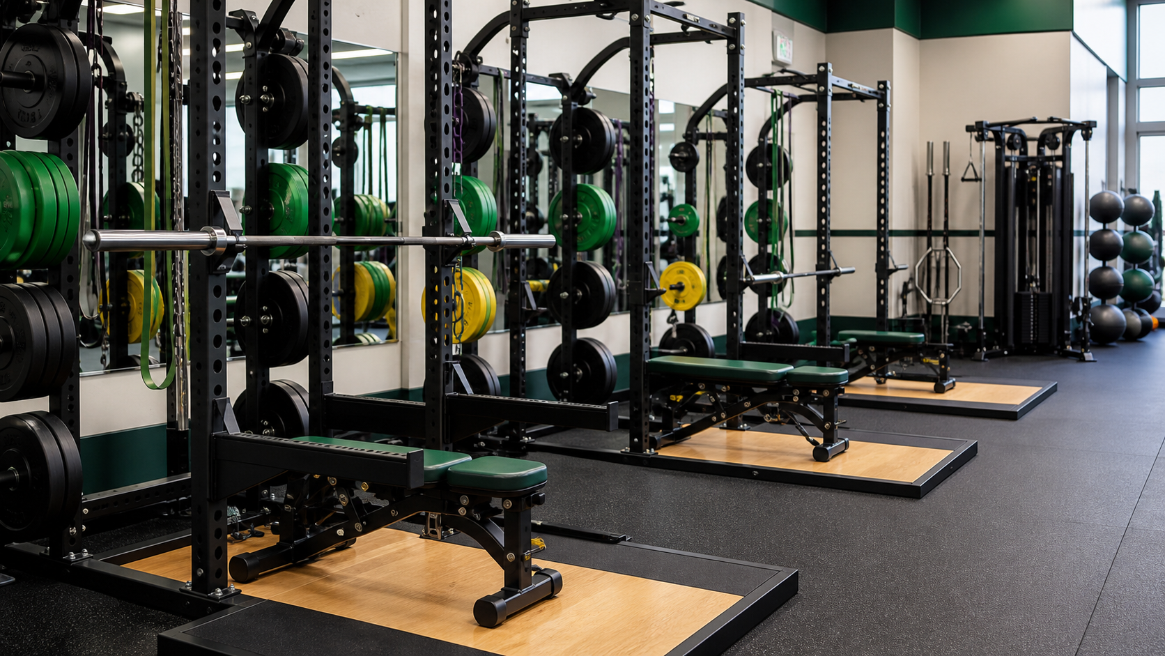 School fitness equipment repair in a student athletic training facility