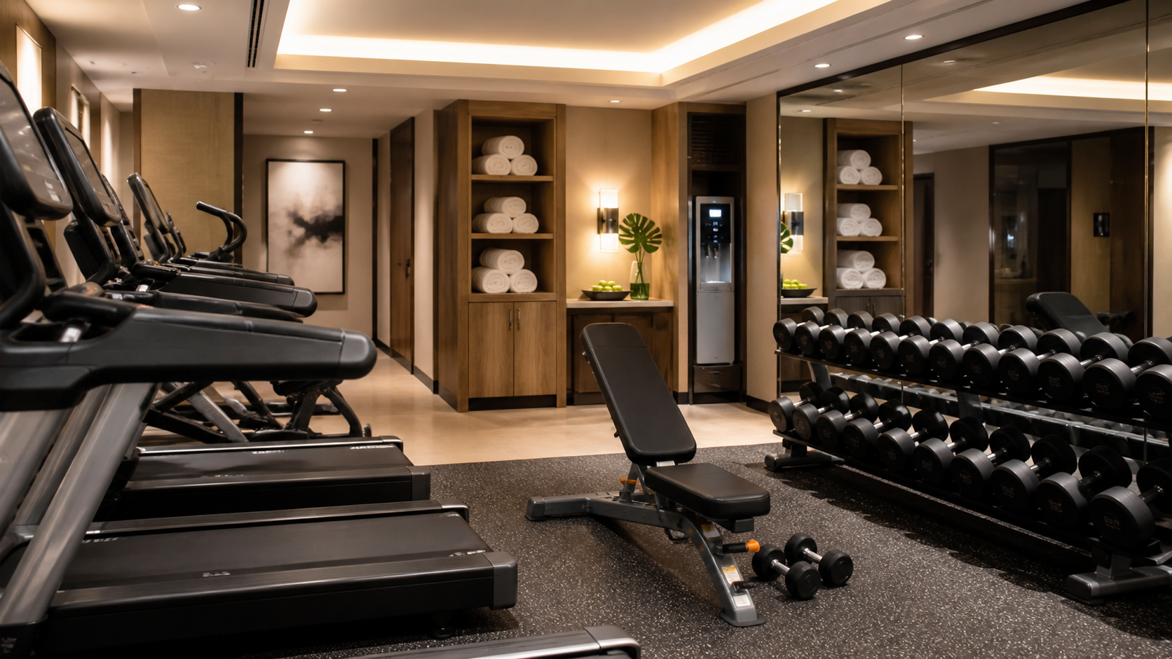 Hotel fitness equipment repair in a guest gym