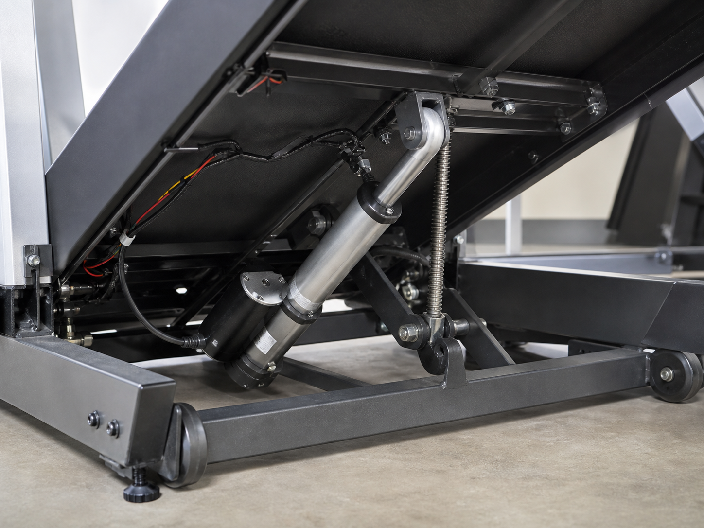 Treadmill incline lift motor, actuator, mounting brackets, and pivot hardware